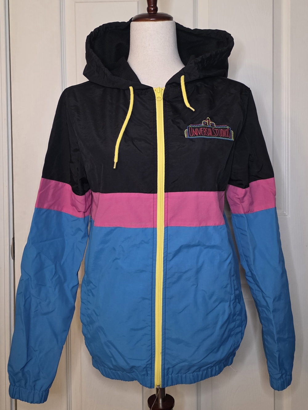 Universal Studios Neon Colorblock Retro Inspired Windbreaker Jacket
